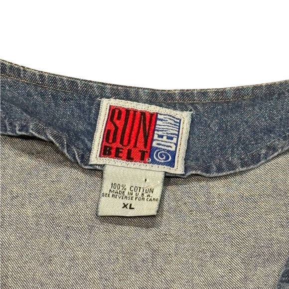 vintage denim vest button up embroidered cardinal front and back 100% cotton USA - Picture 2 of 7